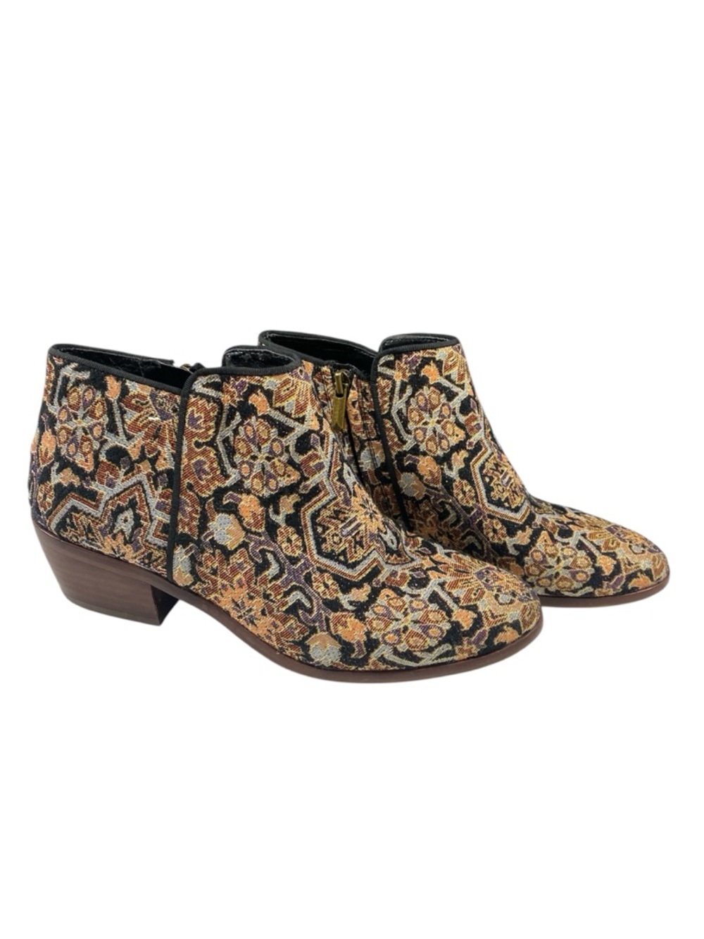 Sam Edelman Ankle Boots Tapestry Print Western Boho Block Heel Zip Women’s 8